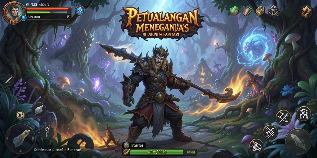 Tampilan gameplay menegangkan di WIN33 dengan dunia fantasi yang cantik.